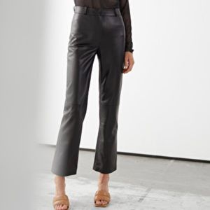 &other stories kick flare leather pants